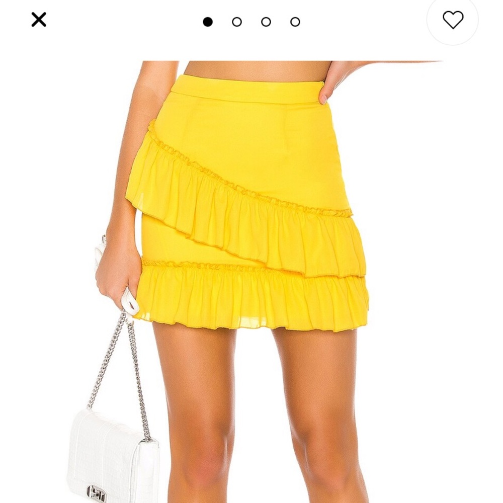 Revolve Superdown Donnie Frill Mini Skirt Yellow